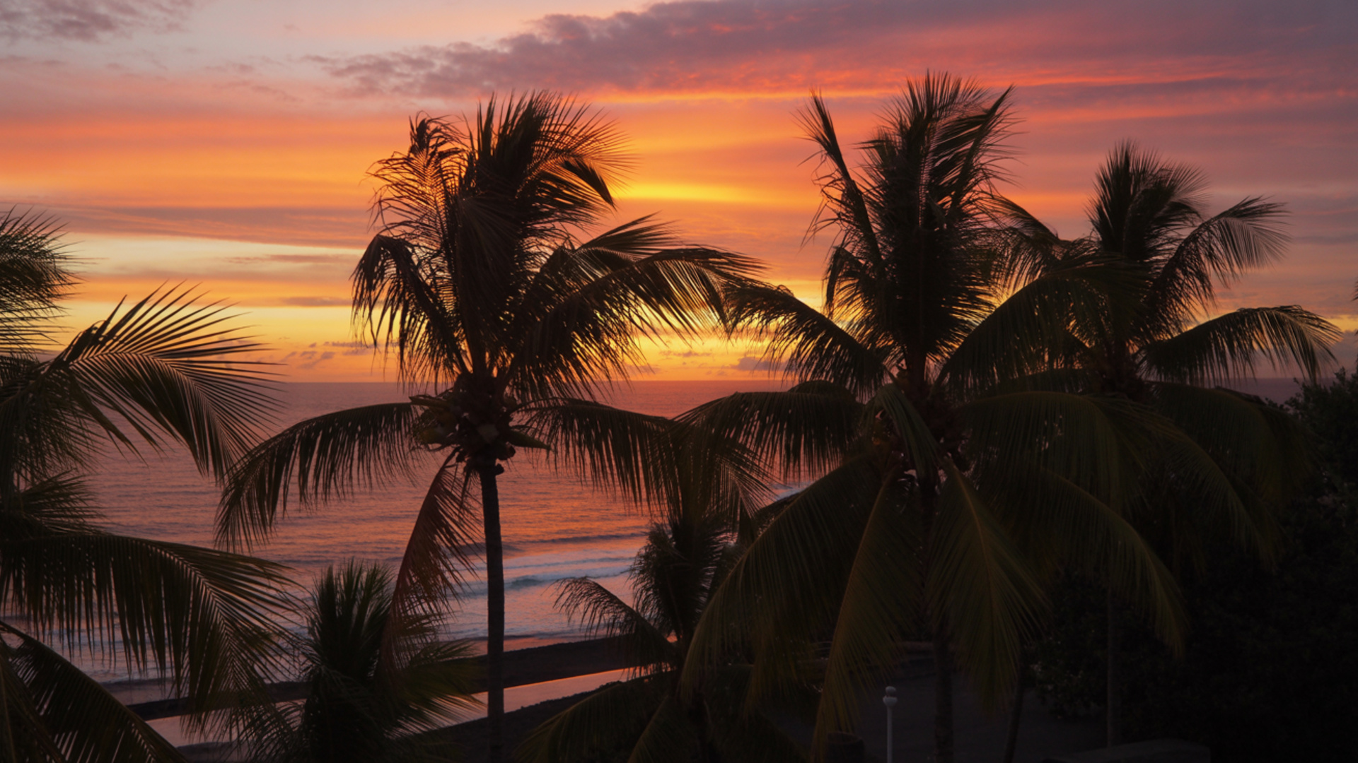 Coucher de soleil tropical festif